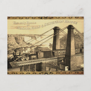 Vintage Niagara Falls Hängebrücke & Zug Postkarte