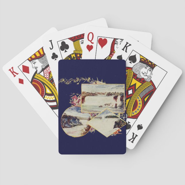 Vintage Niagara Falls Paintings Spielkarten (Rückseite)