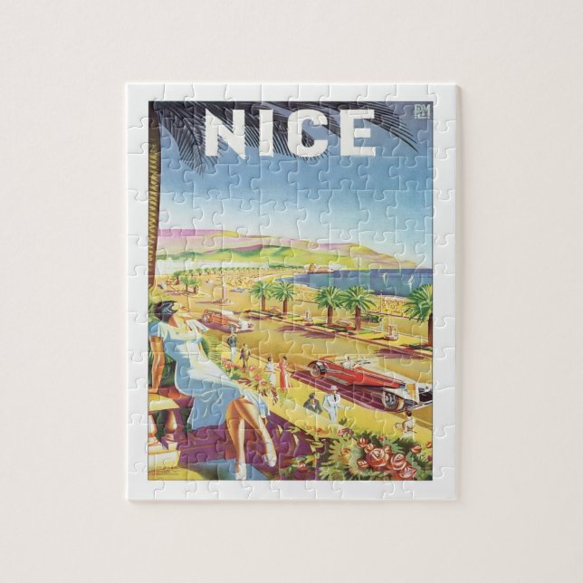 Vintage Nice France Postcard Puzzle (Vertikal)