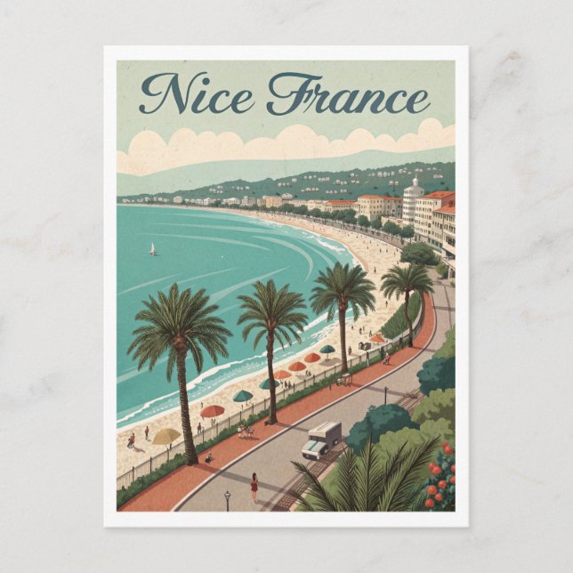 Vintage Nice France Travel Postkarte (Vorderseite)