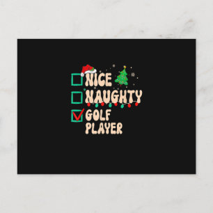 Vintage Nice Naughty Golf Player Christmas List Sa Postkarte