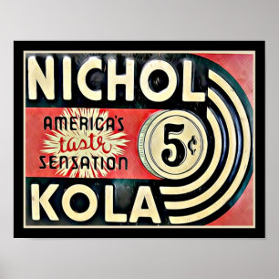 Vintage Nichol Kola Werbung Poster