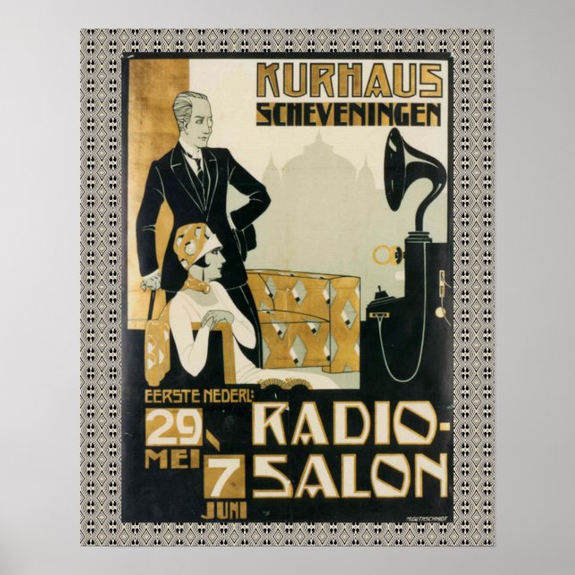 Vintage Niederlande Radio Salon der 20er Jahre Poster (Vorne)