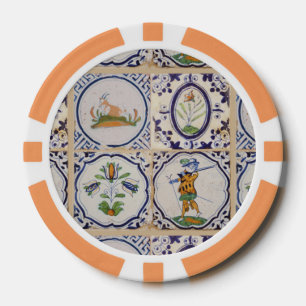 Vintage niederländische Delfter Fliesen 17. Jahrhu Pokerchips