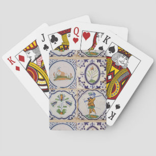 Vintage niederländische Delfter Fliesen 17. Jahrhu Spielkarten