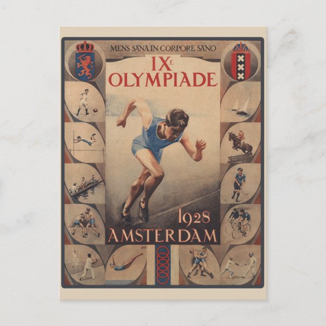 Vintage niederländische Olympia in Amsterdam Postkarte (Vorderseite)