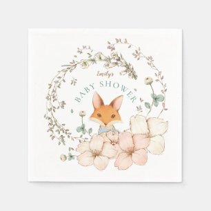 Vintage Niedlich Fox Blätter Boy Baby Shower Serviette