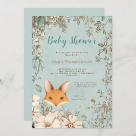 Vintage Niedlich Fox Blume Blätter Boy Baby Shower Einladung