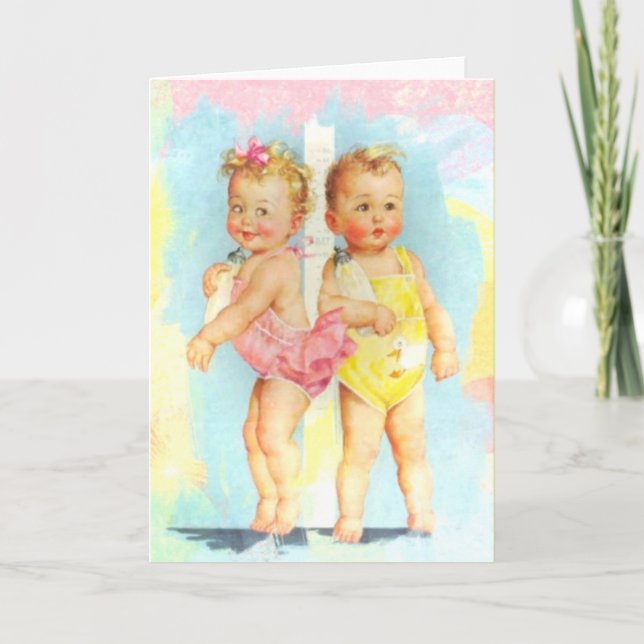 Vintage niedliche Babys Karte (Vorderseite)