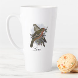 Vintage Niedliche Blaue Vogelart und Foliage Milchtasse