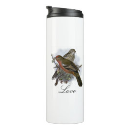 Vintage Niedliche Blaue Vogelart und Foliage Thermosbecher