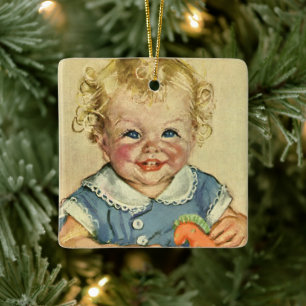 Vintage Niedliche Blonde skandinavische Baby Boy o Keramikornament
