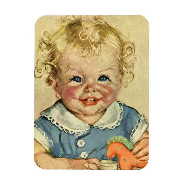 Vintage Niedliche Blonde skandinavische Baby Boy o Magnet (Vertikal)
