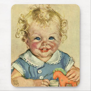 Vintage Niedliche Blonde skandinavische Baby Boy o Mousepad