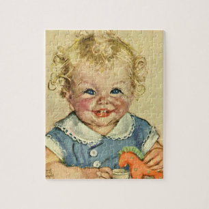 Vintage Niedliche Blonde skandinavische Baby Boy o Puzzle