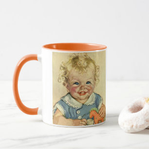 Vintage Niedliche Blonde skandinavische Baby Boy o Tasse