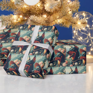 Vintage Niedliche Doberman-Malerei Geschenkpapier