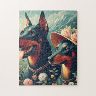Vintage Niedliche Doberman-Malerei Puzzle