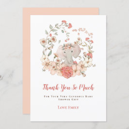 Vintage Niedliche Elephant Florals Peach Baby Dusc Dankeskarte
