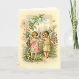 Vintage Niedliche Engel Weihnachtsnachricht Karte