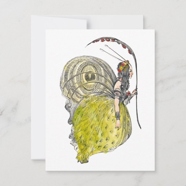 Vintage Niedliche Fantasy Butterfly Fairy mit Flüg (Vorderseite)