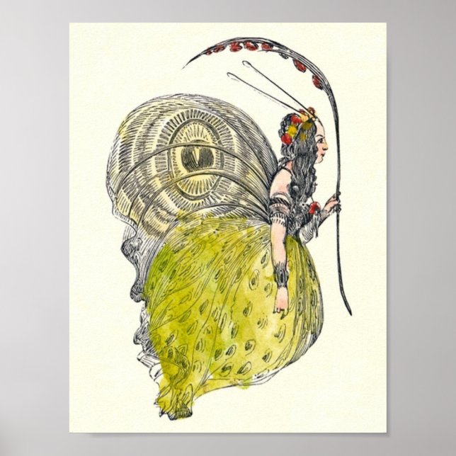 Vintage Niedliche Fantasy Butterfly Fairy mit Flüg Poster (Vorne)