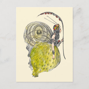 Vintage Niedliche Fantasy Butterfly Fairy mit Flüg Postkarte