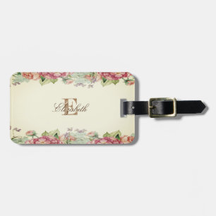 Vintage Niedliche florale Monogramm Personalisiert Gepäckanhänger