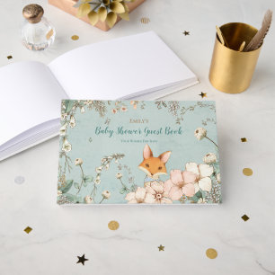 Vintage Niedliche Fox Botanische Wünsche für Babyd Gästebuch