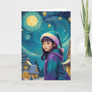 Vintage Niedliche Girl-Weihnachtskarte - Personali Karte