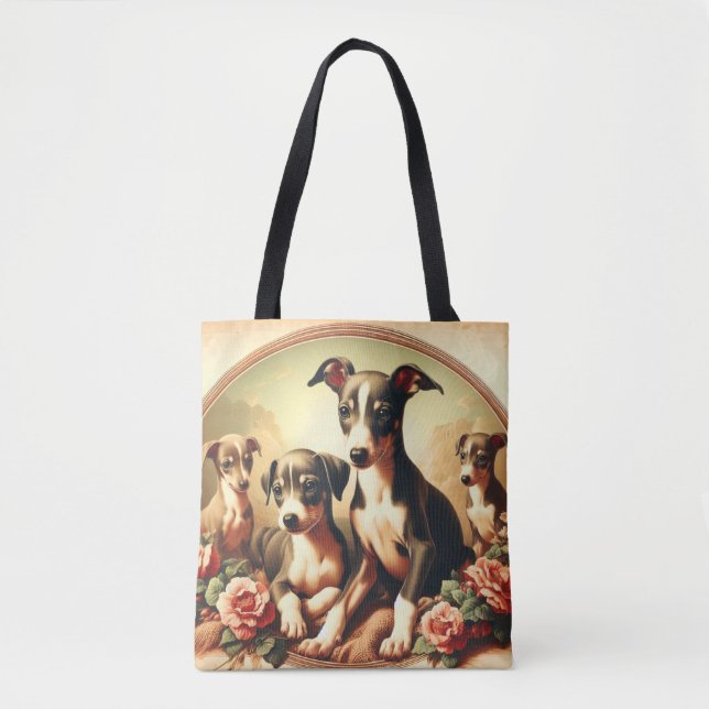 Vintage Niedliche Greyhound-Malerei (Vorderseite)