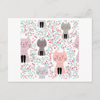 Vintage niedliche Katze im Blumengarten Postkarte