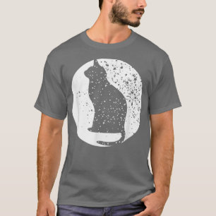 Vintage Niedliche Katze im Mond Witziges Halloween T-Shirt