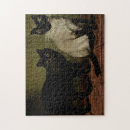 Vintage Niedliche Katzen Black Manx Siamese Puzzle