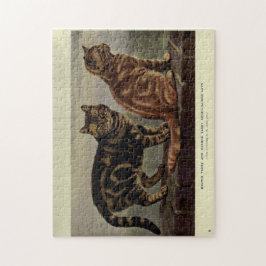 Vintage Niedliche Katzen Brauner Orangefarbene Tab Puzzle
