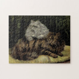 Vintage Niedliche Katzen Tabby und Persische Illus Puzzle