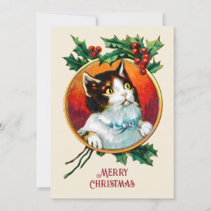 Vintage, niedliche Katzenjause Feiertagskarte