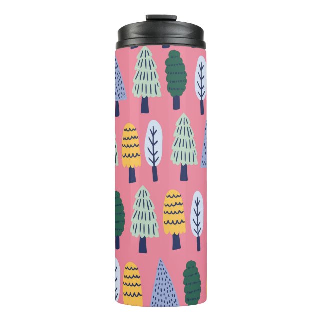 Vintage niedliche Kiefernbäume nahtlos Thermosbecher (Vorderseite)