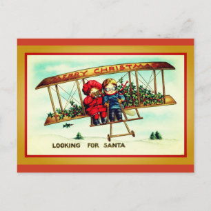 Vintage Niedliche Kinder auf der Suche nach Weihna Postkarte