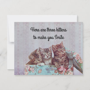 Vintage Niedliche Kitten Brunnen Card Dankeskarte