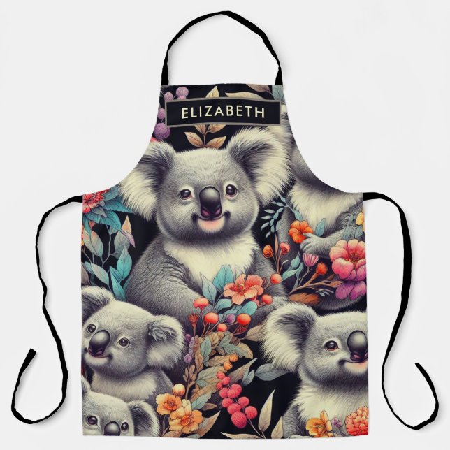Vintage Niedliche Koala-Malerei Schürze (Vorderseite)