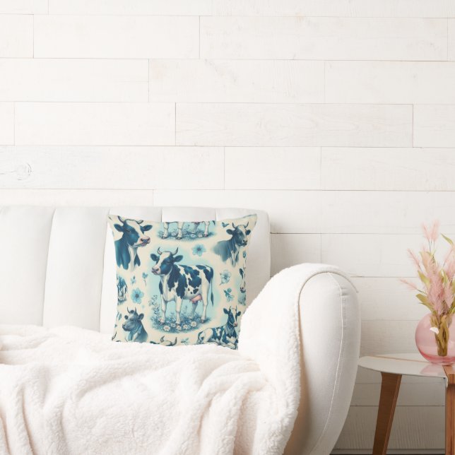 Vintage Niedliche landwirtschaftliche Kuh nahtlos Kissen (Liege)