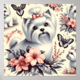 Vintage Niedliche Maltesische Illustration Poster
