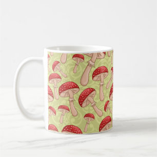 Vintage niedliche nahtlose Sketch amanita Pilze ba Kaffeetasse