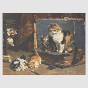 Vintage Niedliche orangefarbene und weiße Katze mi Seidenpapier