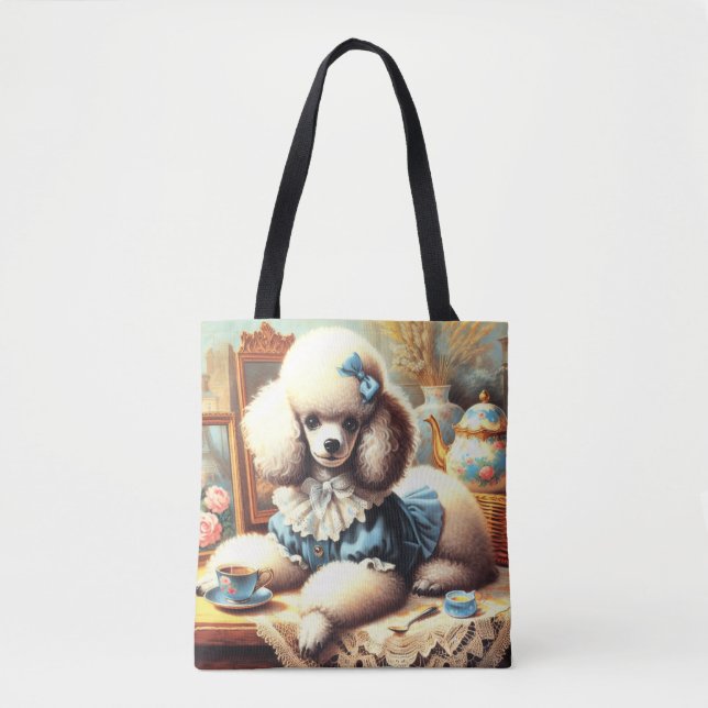 Vintage Niedliche Poodle-Malerei (Vorderseite)