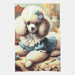 Vintage Niedliche Poodle-Malerei Geschirrtuch