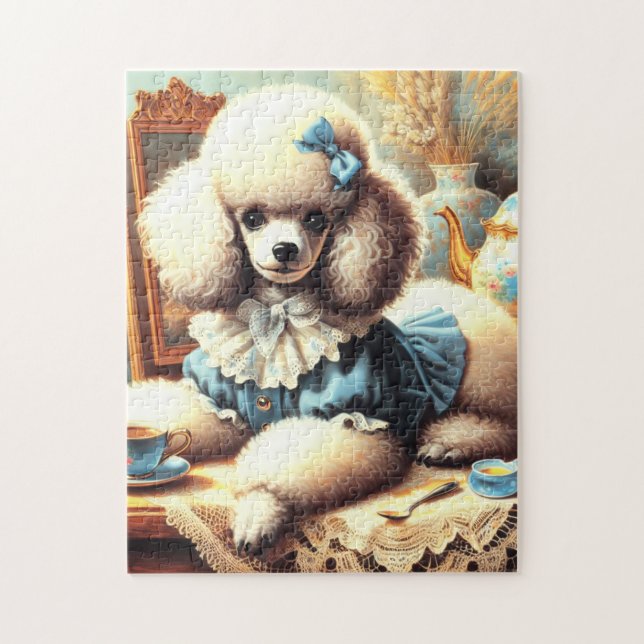 Vintage Niedliche Poodle-Malerei Puzzle (Vertikal)