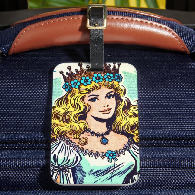 Vintage Niedliche Princess-Comicen Gepäckanhänger (Vorderseite Insitu 2)