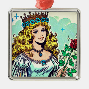 Vintage Niedliche Princess-Comicen Ornament Aus Metall